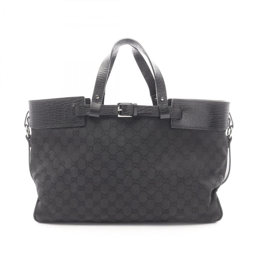 Gucci GG Canvas Tote Bag Leather Black